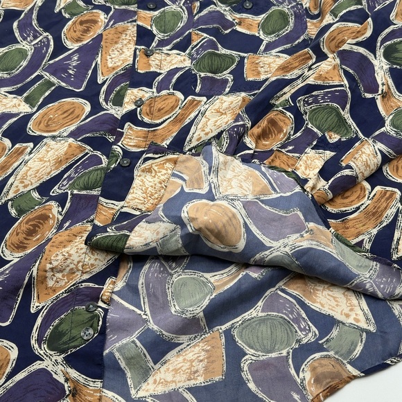 Chiamare 100% Silk Men’s XL Cool Design Short Sleeve Collared Button Down - Picture 4 of 8